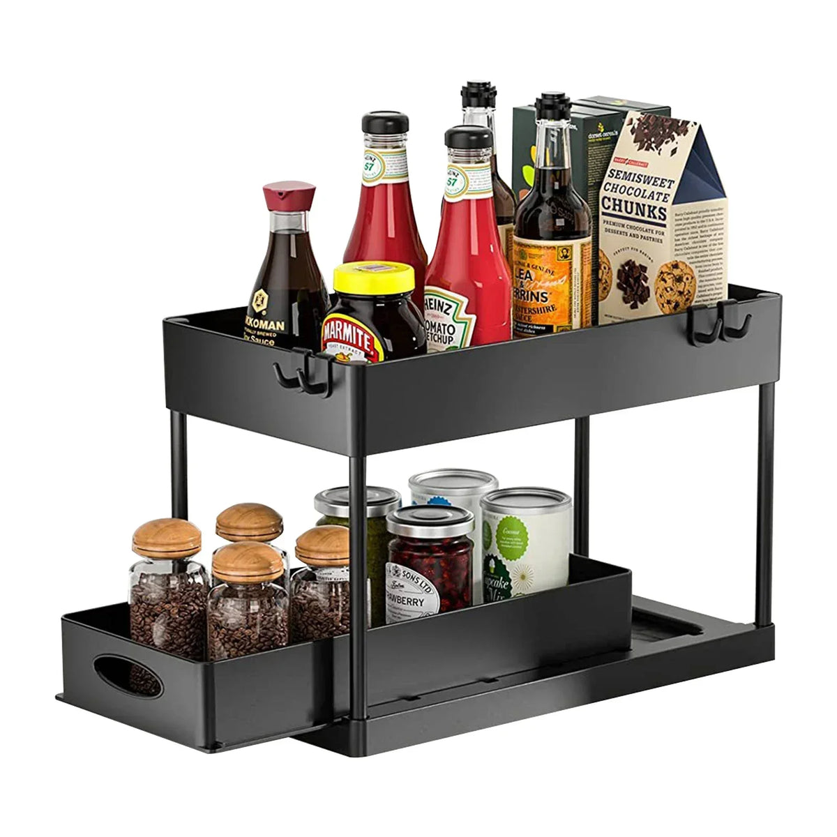 Organizador Deslizante Bajo Fregadero de 2 Niveles – Cocina y Baño