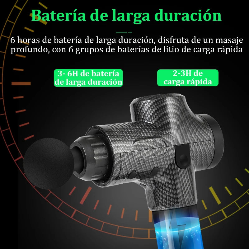Pistola de Masaje Muscular – 30 Velocidades, 6 Cabezales, Envío desde España