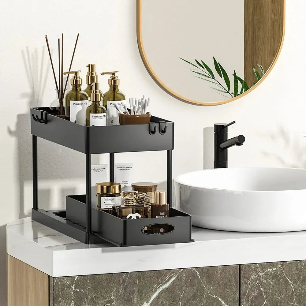 Organizador Deslizante Bajo Fregadero de 2 Niveles – Cocina y Baño
