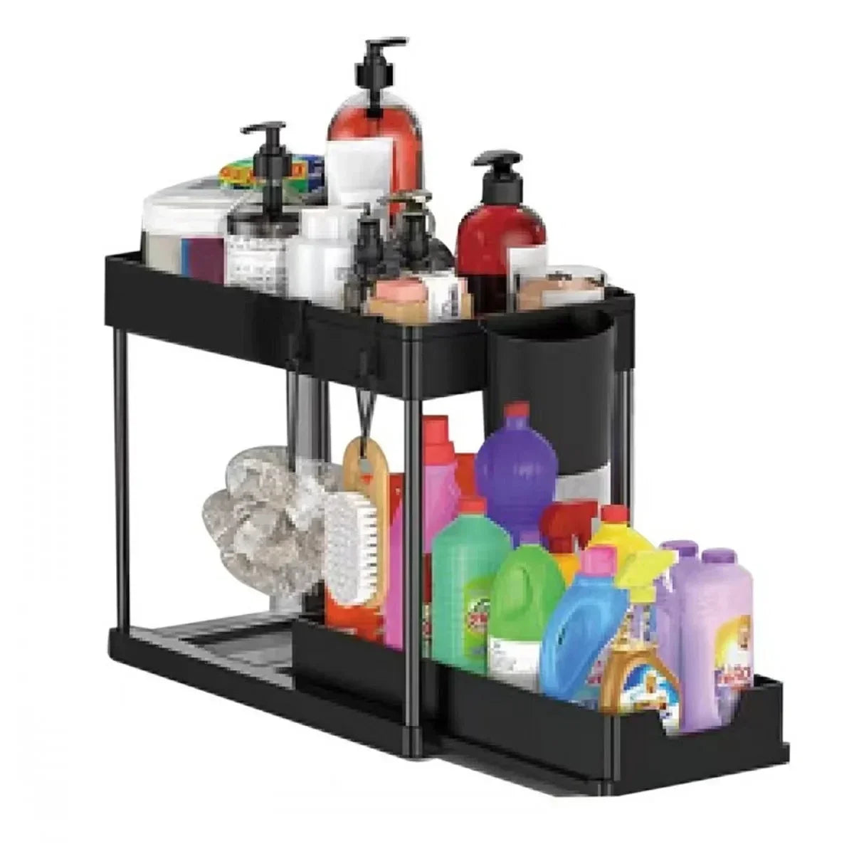 Organizador Deslizante Bajo Fregadero de 2 Niveles – Cocina y Baño