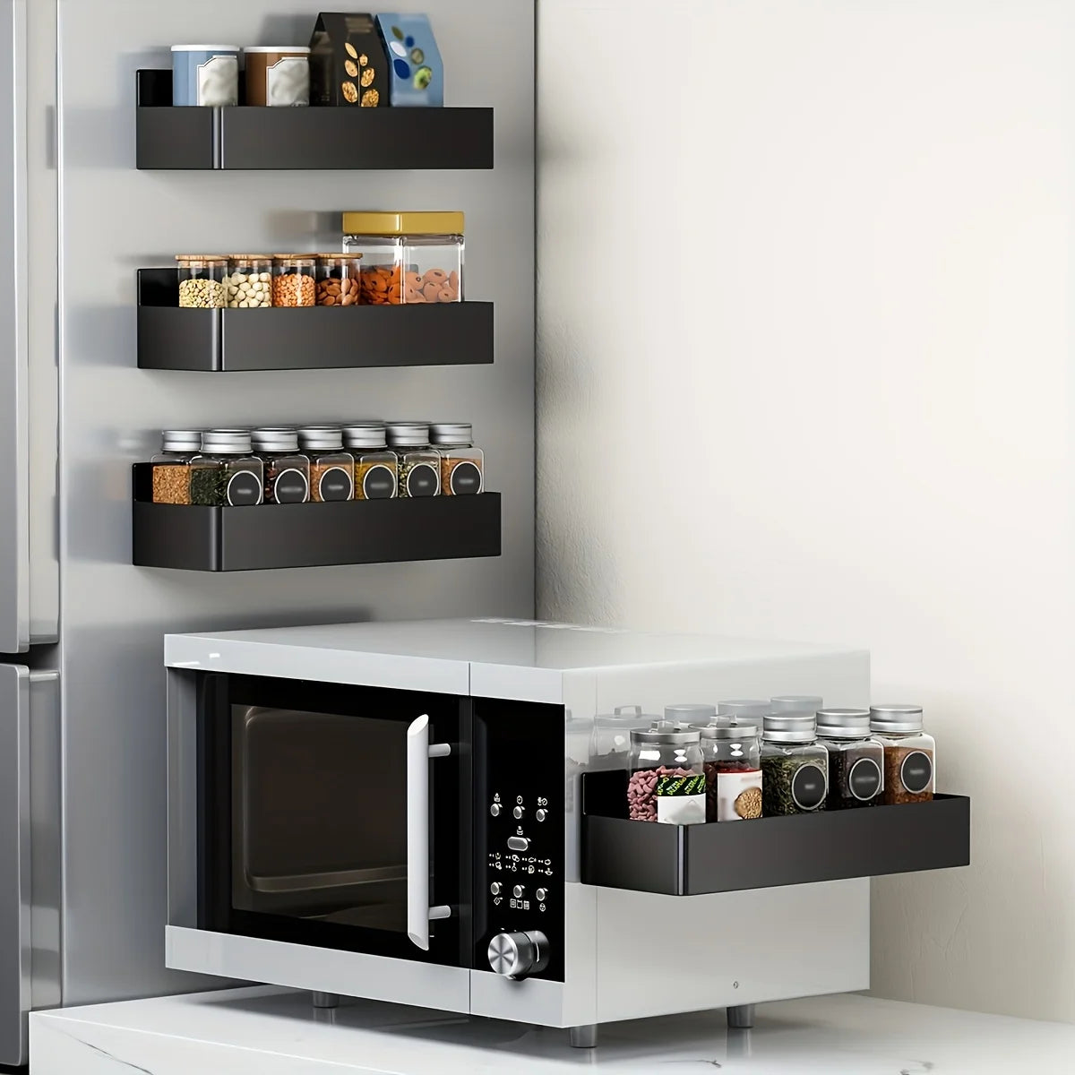 Estante Magnético sin Taladro (Pack de 2) – Organizador para Cocina y Nevera