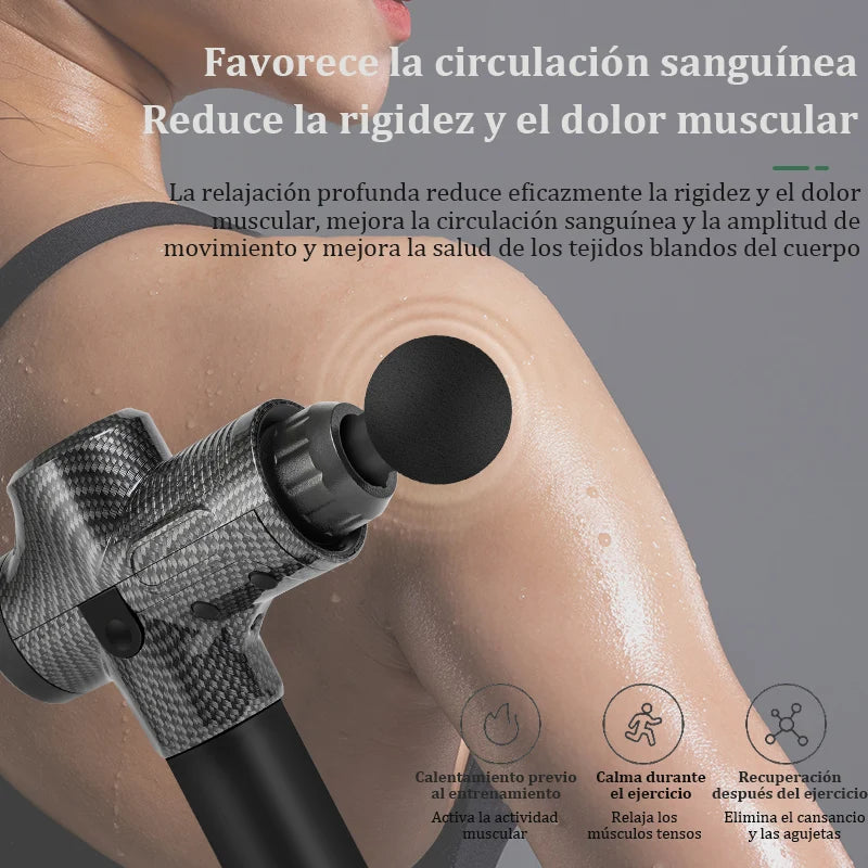 Pistola de Masaje Muscular – 30 Velocidades, 6 Cabezales, Envío desde España