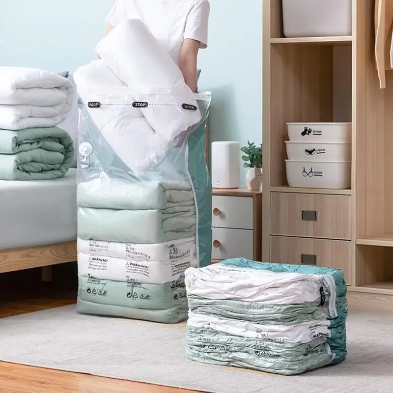 Bolsas de Almacenamiento al Vacío con Válvula – Sin Bomba, para Ropa y Edredones
